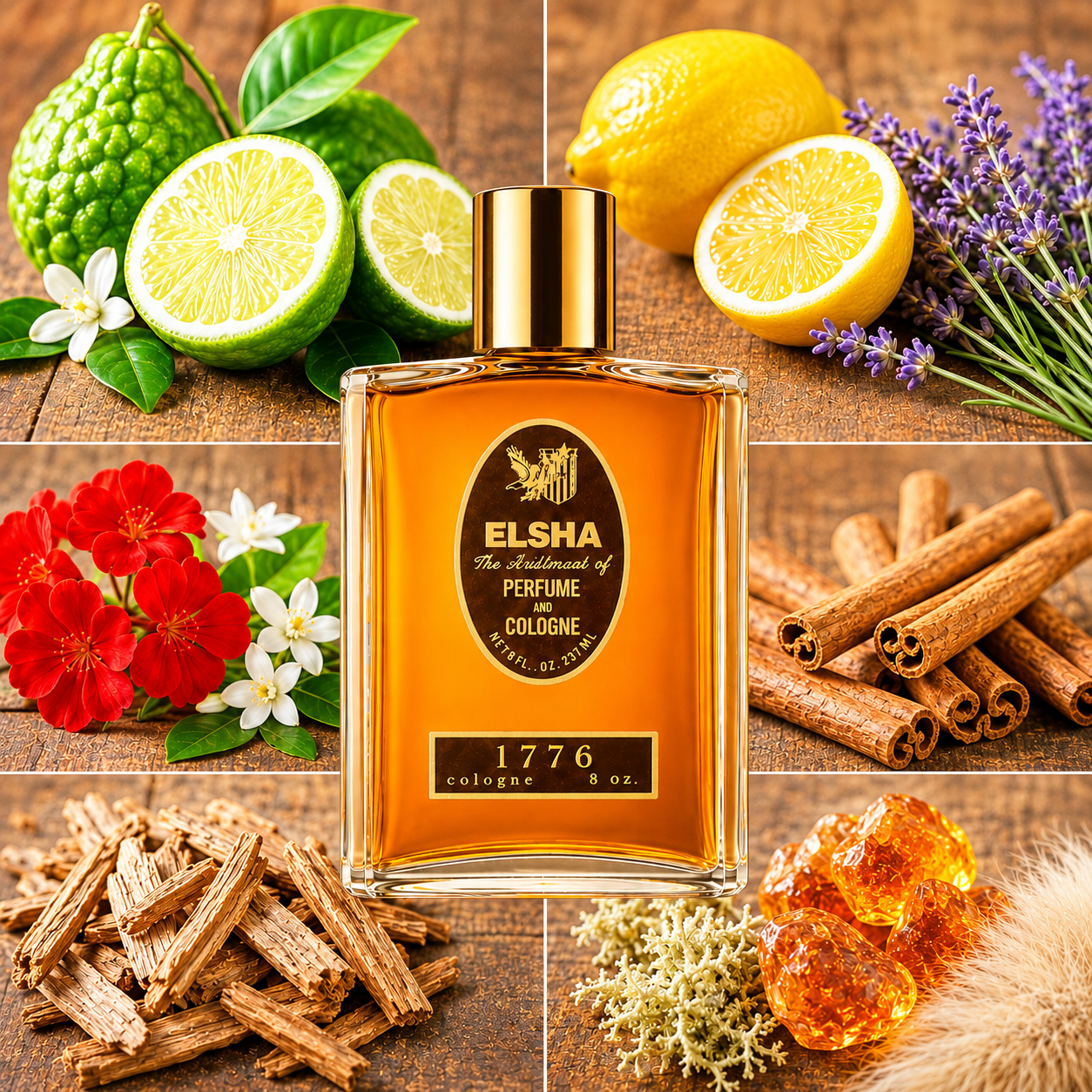 3 - 8 OZ BOTTLES OF ELSHA COLOGNE 1776