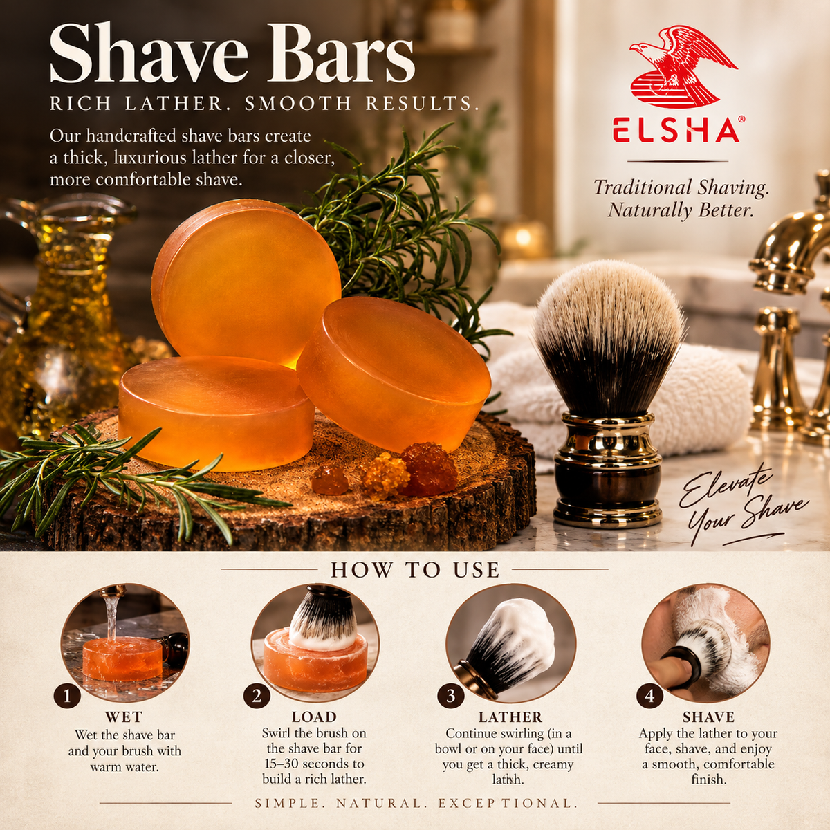 ELSHA 1776 AFTERSHAVE & GLYCERINE SHAVE BAR